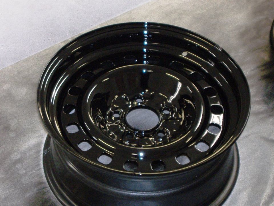 Black steel wheel rim, shiny finish
