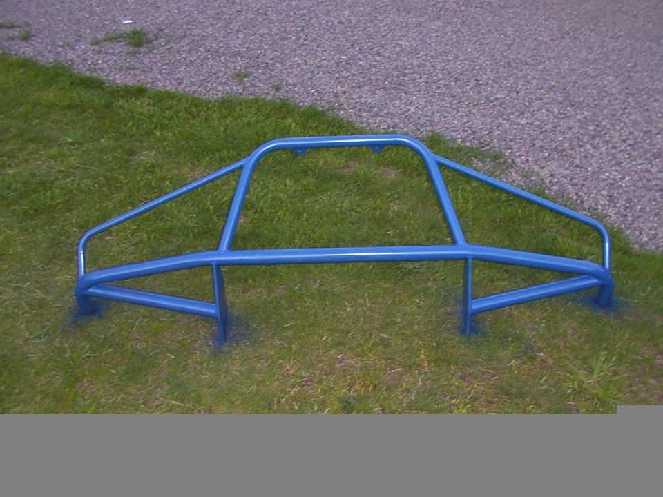 blue metal bumper guard on grass