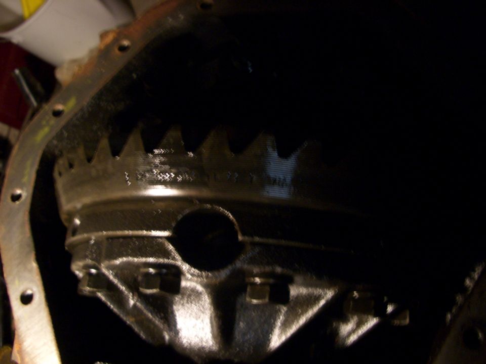 close-up of a differential gear with some markings on it