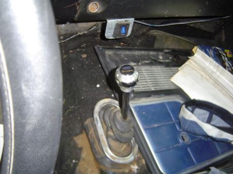 1979 Ford Bronco - Interior view of a 1979 Ford Bronco, highlighting the gear shift knob with the 'Bronco' label.