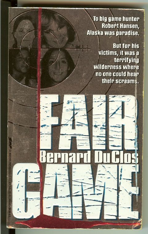 2003 Jeep TJ - Book cover art for "Fair Game" depicts a hunter's target over victims' faces, with a bloody title.