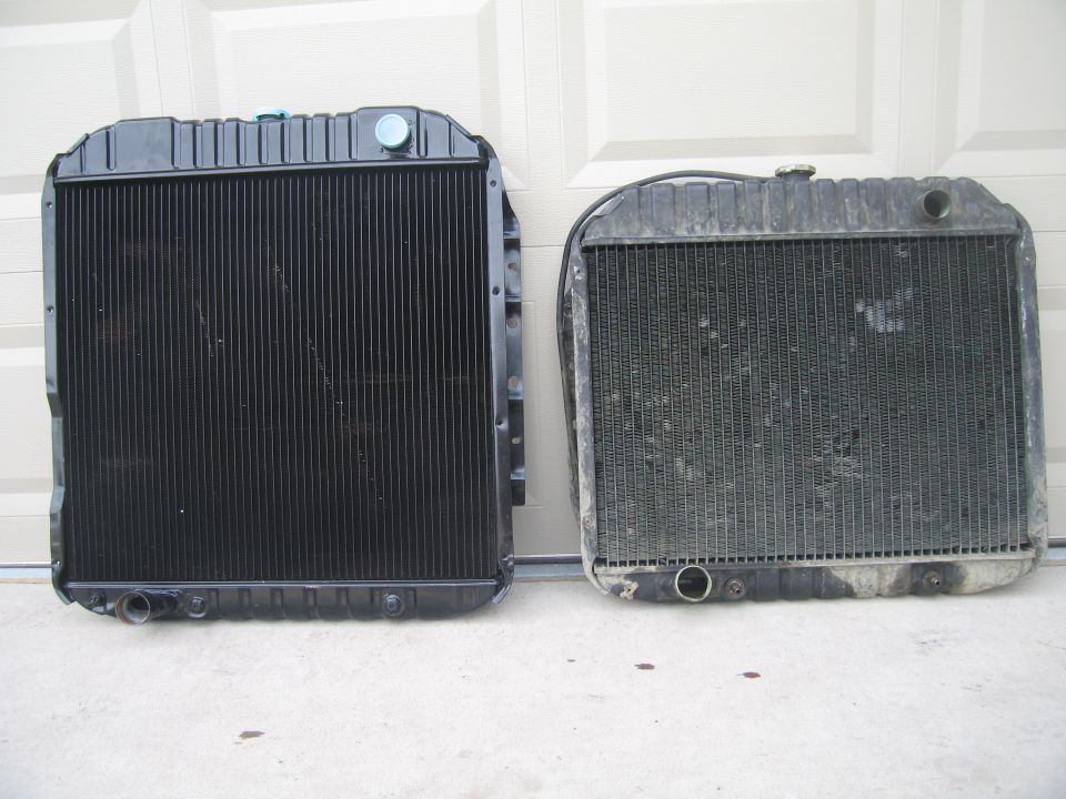 Here's my new 4 core supercooling radiator next to my old stock 3 core.