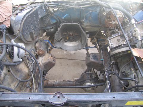 1979 Ford Bronco - Empty engine bay waiting to receive it's new big block.