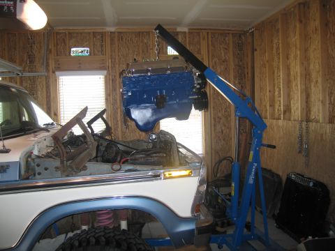 1979 Ford Bronco - I can't believe I was able to lift the engine high enough to clear the radiator support. My Bronco sits on 35s with a 4" lift and I didn't…