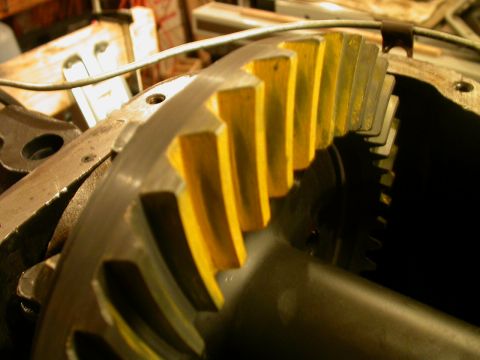 1990 Ford Bronco - Close-up of a differential gear set, showing the teeth of the ring gear.