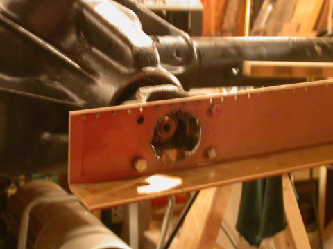 1990 Ford Bronco - Home made torque arm to allow one person to torque the pinion nut.