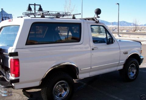 1994 Ford Bronco - This 1994 Ford Bronco is equipped with a roof rack and additional lighting for off-road use.