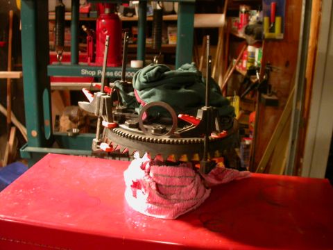 1990 Ford Bronco - Frankenstein's ring gear...actually I was concerned with getting welding slag in the bearings, so I wrapped them in damp towels just prior…
