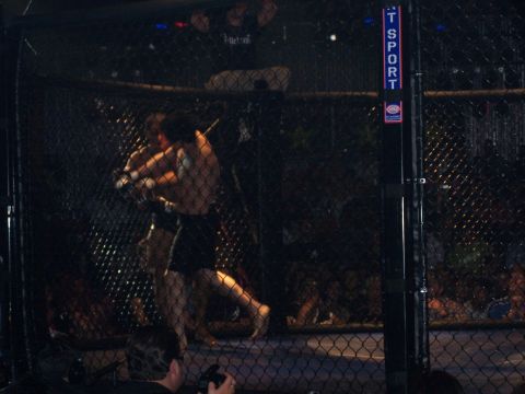 1979 Ford F-150 - MMA fighters compete in a cage match, with a 'TSPORT' sign visible on the enclosure.