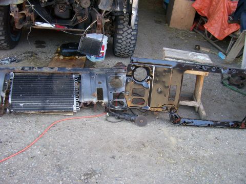 1984 Ford Bronco - Dashboard and radiator removed from vehicle for repair or restoration.