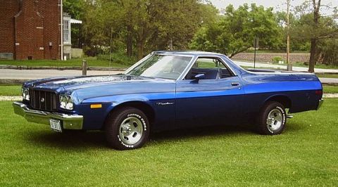 1972 Ford Ranchero - This 1972 Ford Ranchero is shown from the front three-quarter view on a grassy lawn.