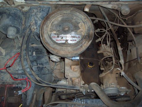 1981 Ford F-150 - Close-up view of an engine compartment, an Oldsmobile Rocket 455 air cleaner assembly.