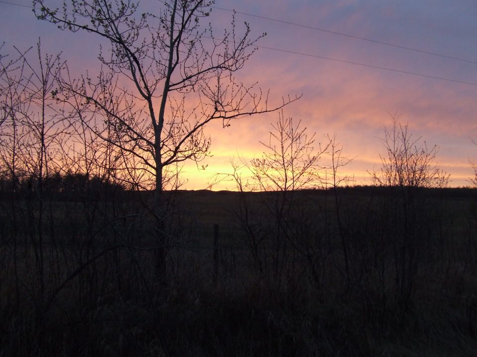The sun setting.