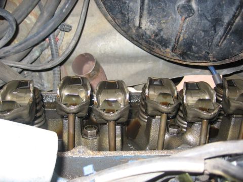1979 Ford Bronco - The internal components of an engine, specifically the valve train, are shown in this close-up view.