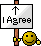 1996 Ford Crown Victoria - A smiley face character holds a sign indicating agreement.
