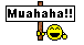 1996 Ford Crown Victoria - A sign reads 'Muahaha!!' next to a pixelated smiley face.