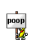 1996 Ford Crown Victoria - A sign displaying the word 'poop' is held up against a black background.