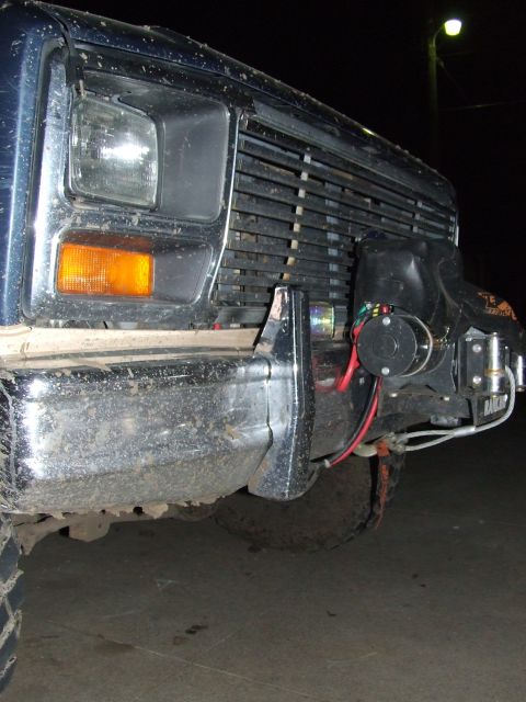 1986 Ford Bronco - Front view of a 1986 Ford Bronco, showing the bumper and an aftermarket winch.