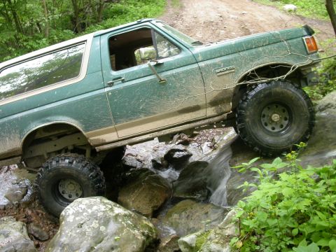 1990 Ford Bronco - Climbing a little waterfall.