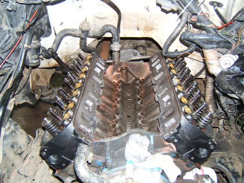 1988 Ford Bronco - Engine block with valve train components visible, suggesting internal engine work.