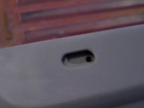 1978 Ford Bronco - Detail of a car door panel showing a mounting point or handle recess.