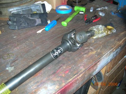 1985 Ford Bronco - drivers axle assy together .... inner is a custom chromoly by rock equipment outer is yukon chromoly. and u-joint is spicer but chrogenicly…