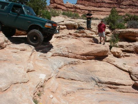 1996 Ford Bronco - Starting wipe out hill on 7-mile rim. Check out the bumper skid marks.