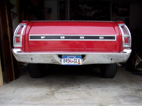 1972 Ford Ranchero - Rear view of a red 1972 Ford Ranchero pickup truck with a Colorado license plate.
