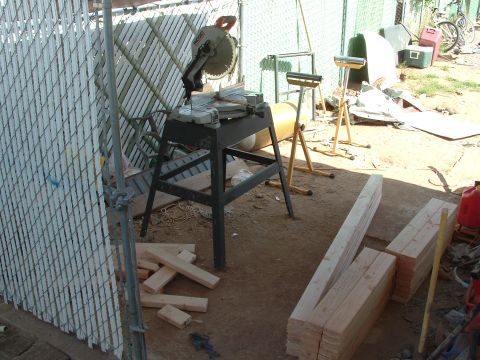 1990 Ford Bronco - My miter saw and a shaded spot to cut.