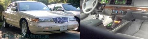 1996 Mercury Grand Marquis - Exterior and interior shots of a 1996 Mercury Grand Marquis, with a second vehicle visible in the background.
