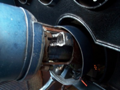 1972 Ford Ranchero - Interior view of a 1972 Ford Ranchero, focusing on the steering column and surrounding dashboard components.