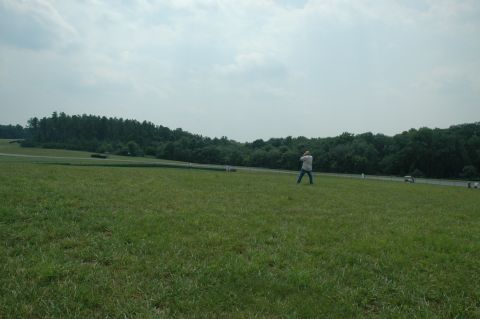 2000 Ford Mustang - A person stands in a wide, grassy field under a cloudy sky, with a line of trees in the distance.