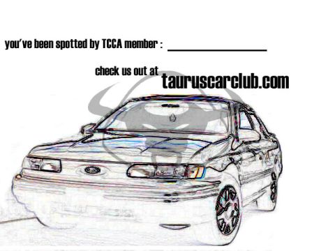 1993 Ford Taurus - Drawing of a 1992 Ford Taurus sedan, promoting tauruscarclub.com.