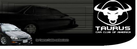 1993 Ford Taurus - Two Ford Taurus vehicles are depicted, one in the foreground and another as a silhouette. The Taurus Car Club of America logo is present.