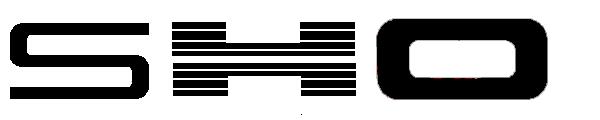 Black SHO logo lettering on white background