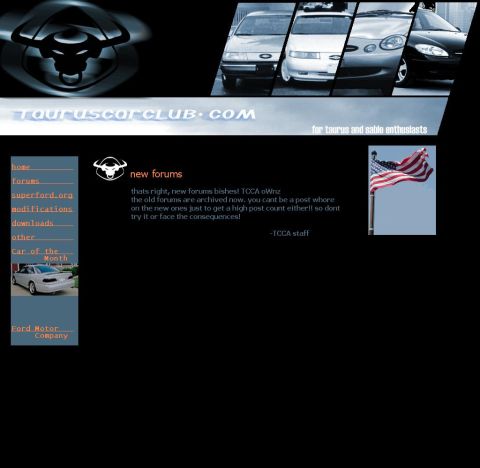 1993 Ford Taurus - A screenshot of the TaurusCarClub.com website, a logo and multiple Ford Taurus models in the header.