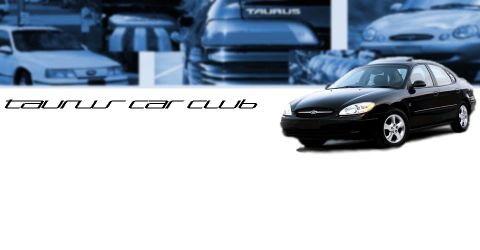 1993 Ford Taurus - A black sedan is shown with other vehicles in the background and the text 'TAURUS CAR CLUB'.