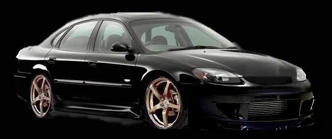 Rendered black fourth-generation Ford Taurus sedan with five-spoke wheels on a black background