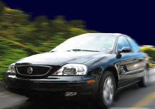1993 Ford Taurus - I used the lasso tool to select the rear of the car to blur with some Motion filter, and used the teardrop-shaped Blur tool in the toolbar…