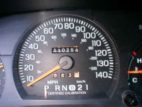 1996 Ford Crown Victoria - Interior view of a vehicle's dashboard gauges, including the speedometer and odometer.