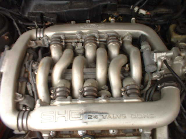 Close-up of a Ford SHO 24 valve DOHC engine intake manifold
