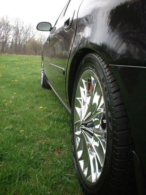2000 Ford Taurus - Side view of a black sedan with a chrome wheel parked in a grassy field.