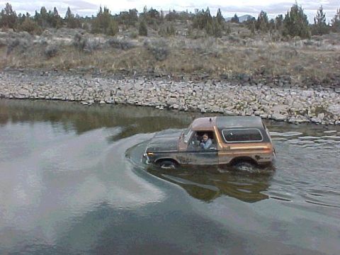 1978 Ford Bronco - This 1978 Ford Bronco is navigating through a body of water.