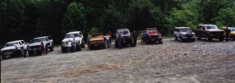 1987 Ford Bronco - The group I led on Friday. Adam & I are center. Rick Wojo on right, Brad Miller on left.