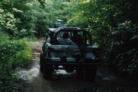 1987 Ford Bronco - On the trail. This camo rig was used by some of the guys in the band which played Saturday night.