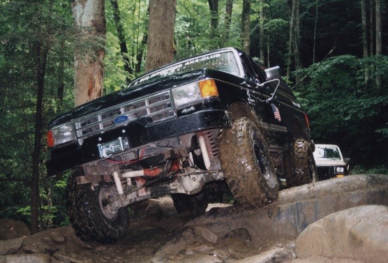 A little closer to the crunch.  I think my spotter Adam learned from this.  The next day we crossed the same spot, but w/o the body damage.