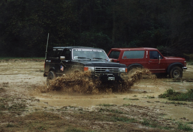 Here's my son Adam driving in the 'puddle'.