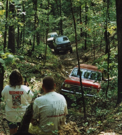 1987 Ford Bronco - Here are Jason, Mark, and Rick climbing out of Twister 1.