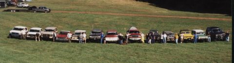 1987 Ford Bronco - Group picture time. Brad, Carl, Rick, Barry, Adam, myself, Jason, Morris' go-cart daughters, Slim & Steve, Doc, Ronnie, Robert, Morris, Mar…