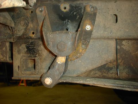1989 Ford Bronco - Passenger side hangar/shackle. I only have 2 bolts in at picture time, the other 2 were installed shortly after. No bolts on the bottom hol…